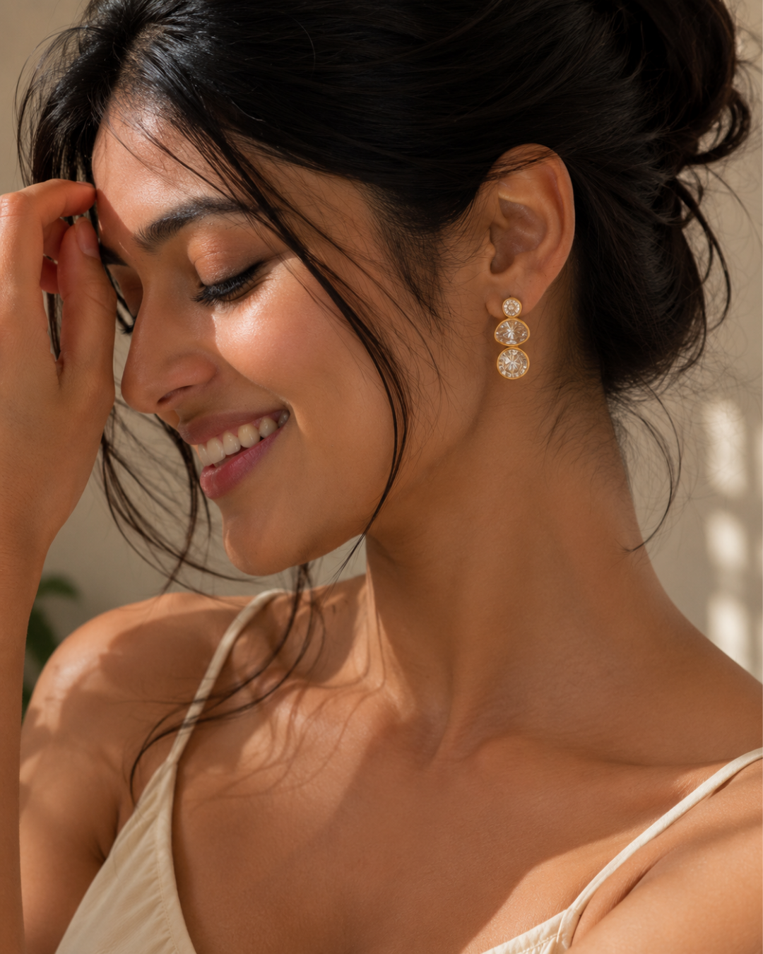 Gold 18K Plated Steel Lumin Drop Earrings For Women