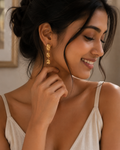 Gold Steel 18K Plated Molten Drop Earrings For Women