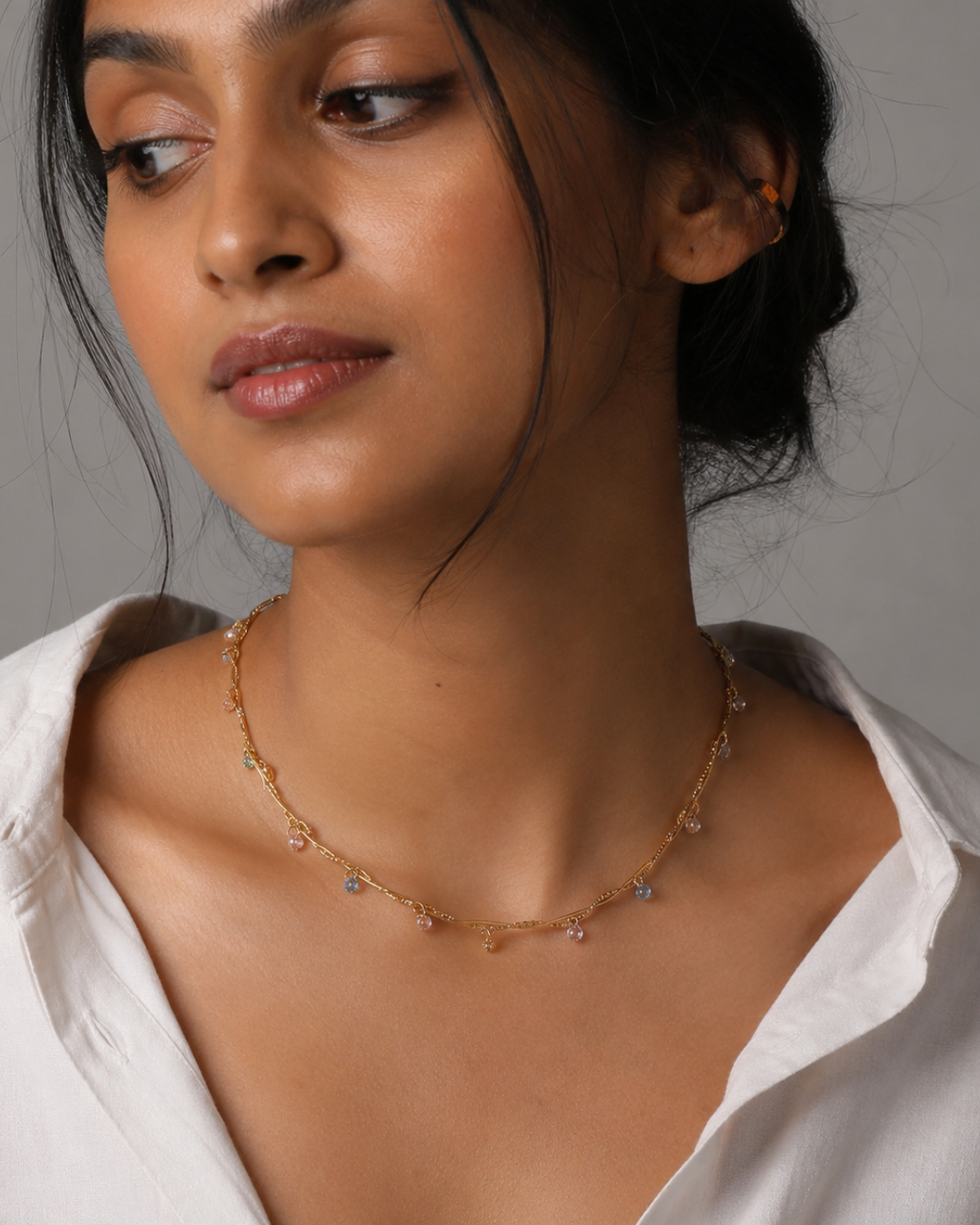 Gold Steel 18K Plated Prism Drift Necklace For Women