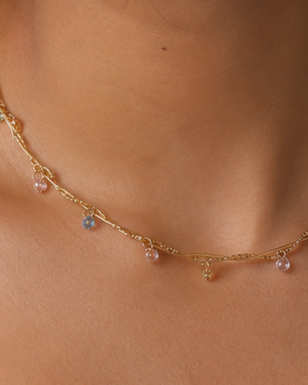 Gold Steel 18K Plated Prism Drift Necklace For Women