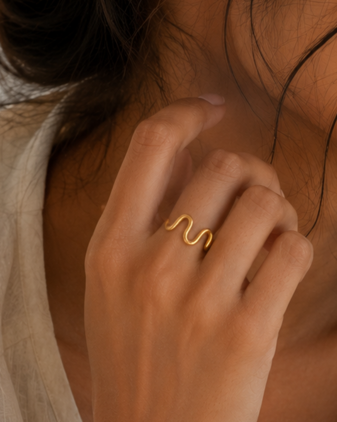 Gold Stainless Steel Minimal Curve Ring For Women