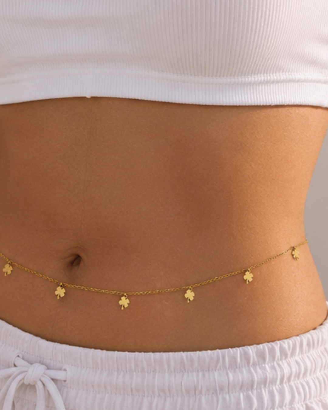Gold 18K Plated Steel Linear Waist Chain For Women