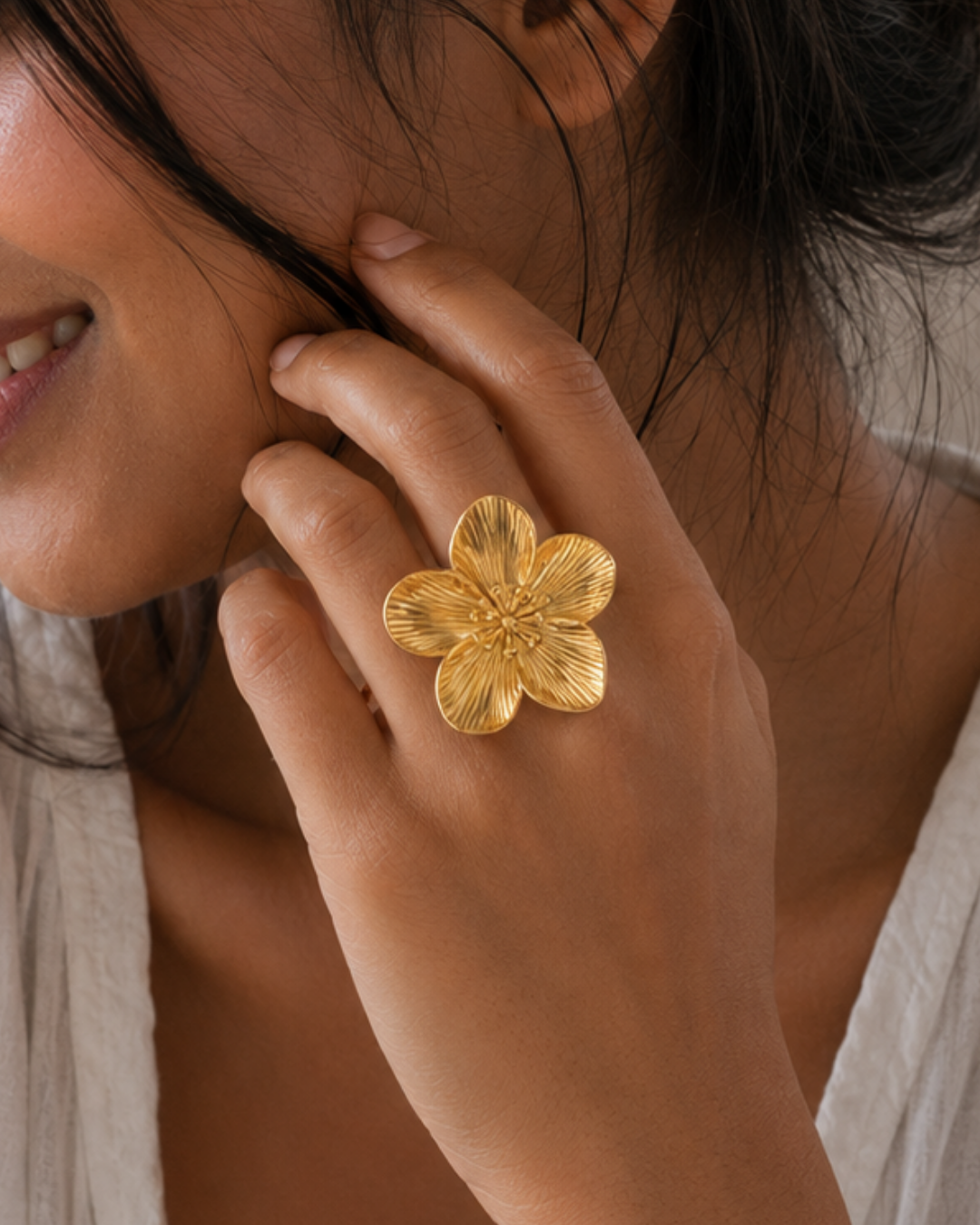 Gold 18K Plated Steel Layered Silhouette Ring For Women