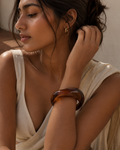 Gold 18K Plated Steel Curved Trio Bangle For Women