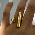 Gold 18K Plated Steel Sculpted Curve Ring For Women