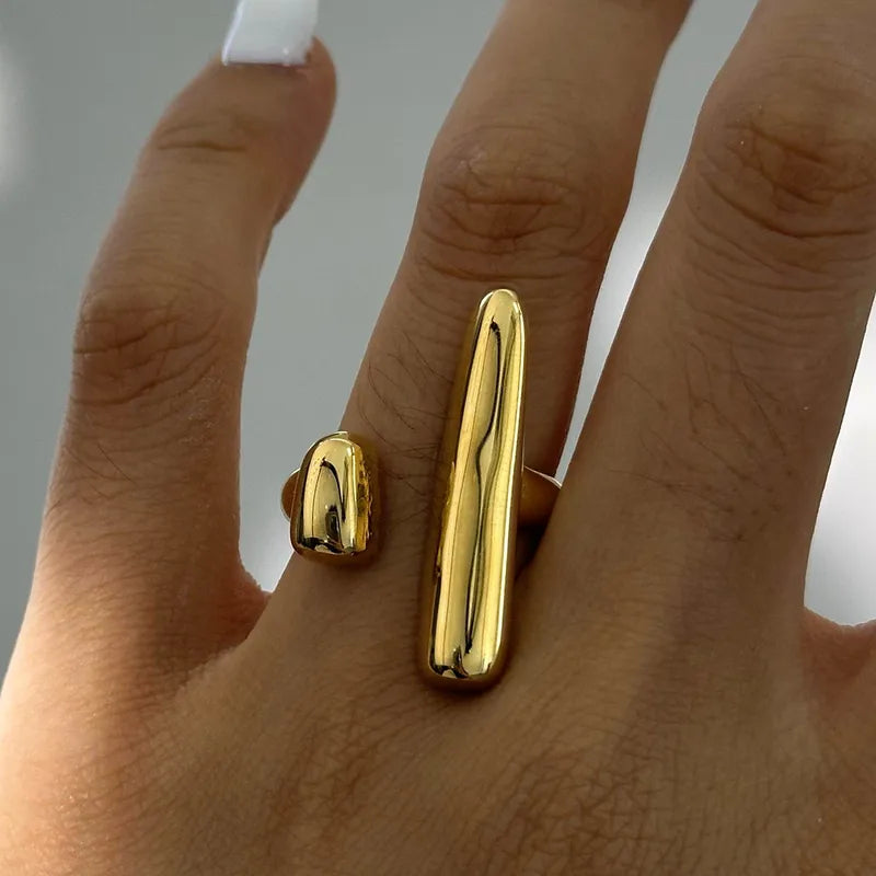 Gold 18K Plated Steel Sculpted Curve Ring For Women