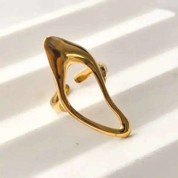 Gold Steel 18K Plated Auralis Flow Open Ring For Women