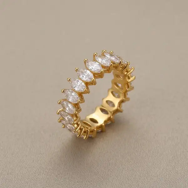Gold Stainless Steel Halo Ring For Women