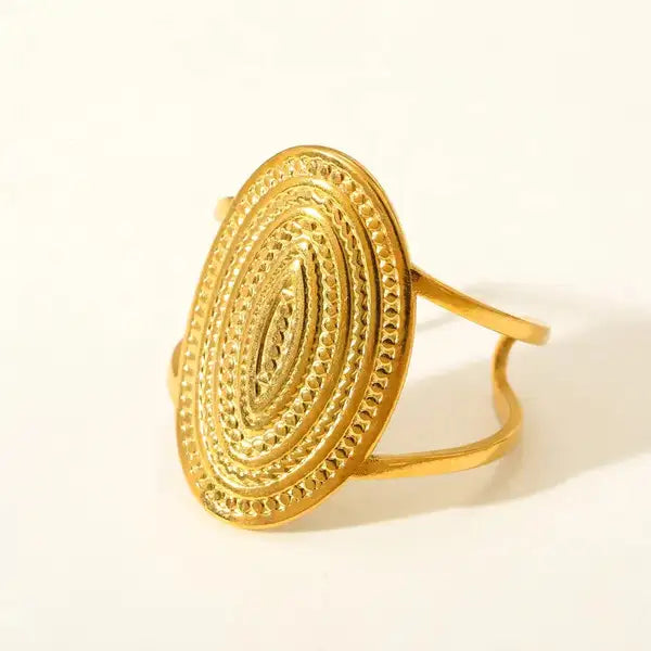 Gold 18K Plated Steel Halo Weave Ring For Women