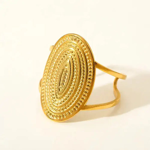 Gold 18K Plated Steel Halo Weave Ring For Women
