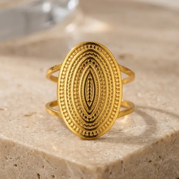 Gold 18K Plated Steel Halo Weave Ring For Women