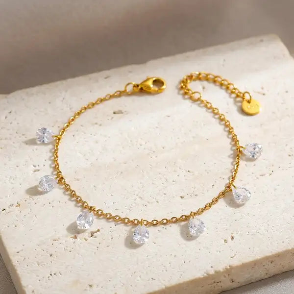 Gold Stainless Steel Cascade Bracelet For Women