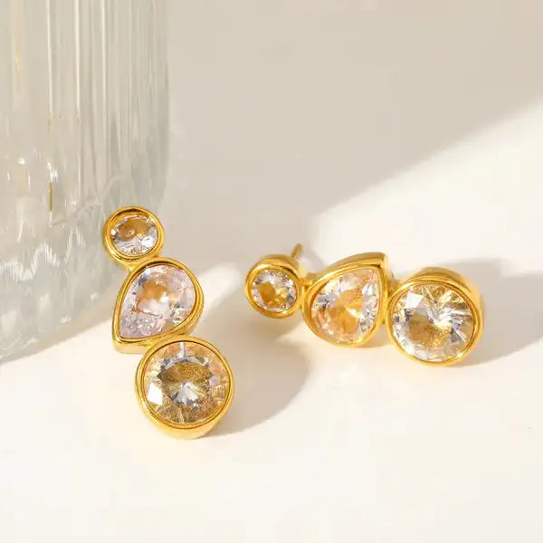 Gold 18K Plated Steel Lumin Drop Earrings For Women