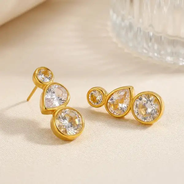 Gold 18K Plated Steel Lumin Drop Earrings For Women