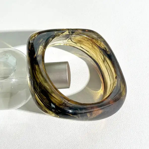 Gold Steel 18K Plated Marbled Aura Bangle For Women