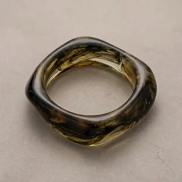 Gold Steel 18K Plated Marbled Aura Bangle For Women