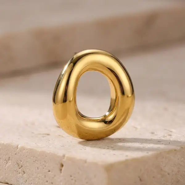 Gold 18K Plated Steel Molten Halo Earrings For Women
