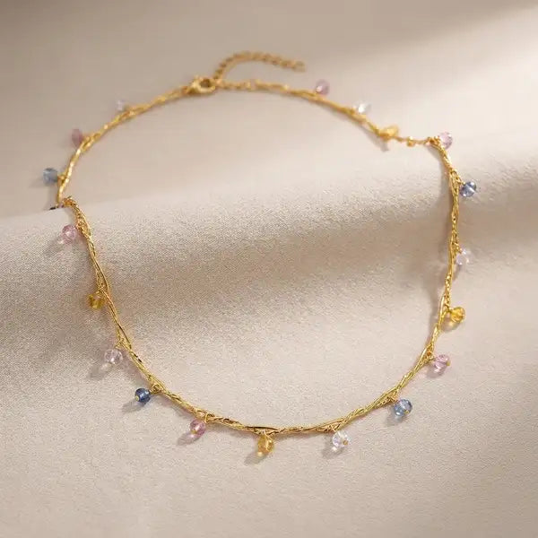 Gold Steel 18K Plated Prism Drift Necklace For Women