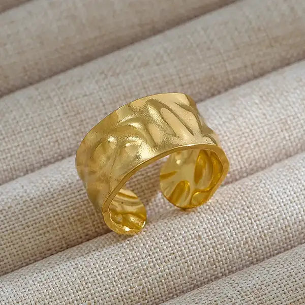 Gold 18K Plated Steel Open Sculpt Flow Ring For Women
