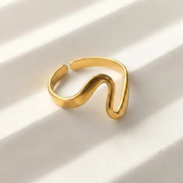 Gold Stainless Steel Minimal Curve Ring For Women