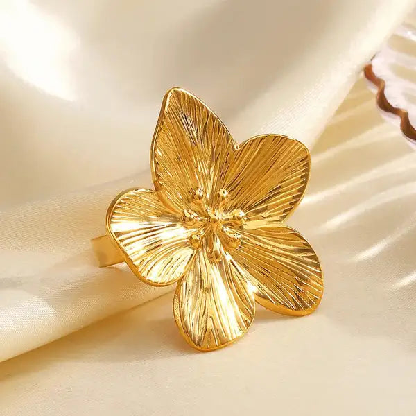 Gold 18K Plated Steel Layered Silhouette Ring For Women